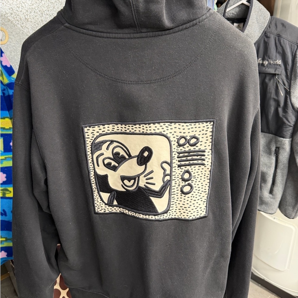 Coach Black Zip-Up Sweater with Cartoon Patch